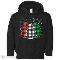 Merry Christmas Tree Buffalo Plaid Red White Green Xmas Toddler Hoodie thumb 0