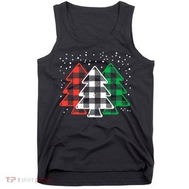 Merry Christmas Tree Buffalo Plaid Red White Green Xmas Tank Top