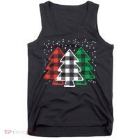 Merry Christmas Tree Buffalo Plaid Red White Green Xmas Tank Top thumb 0