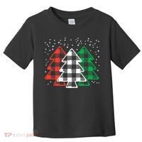 Merry Christmas Tree Buffalo Plaid Red White Green Xmas Toddler T-Shirt thumb 0