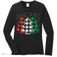 Merry Christmas Tree Buffalo Plaid Red White Green Xmas Women's Long Sleeve Shirt thumb 0