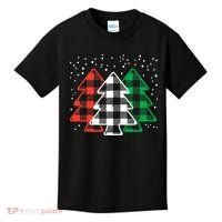 Merry Christmas Tree Buffalo Plaid Red White Green Xmas Kids T-Shirt thumb 0