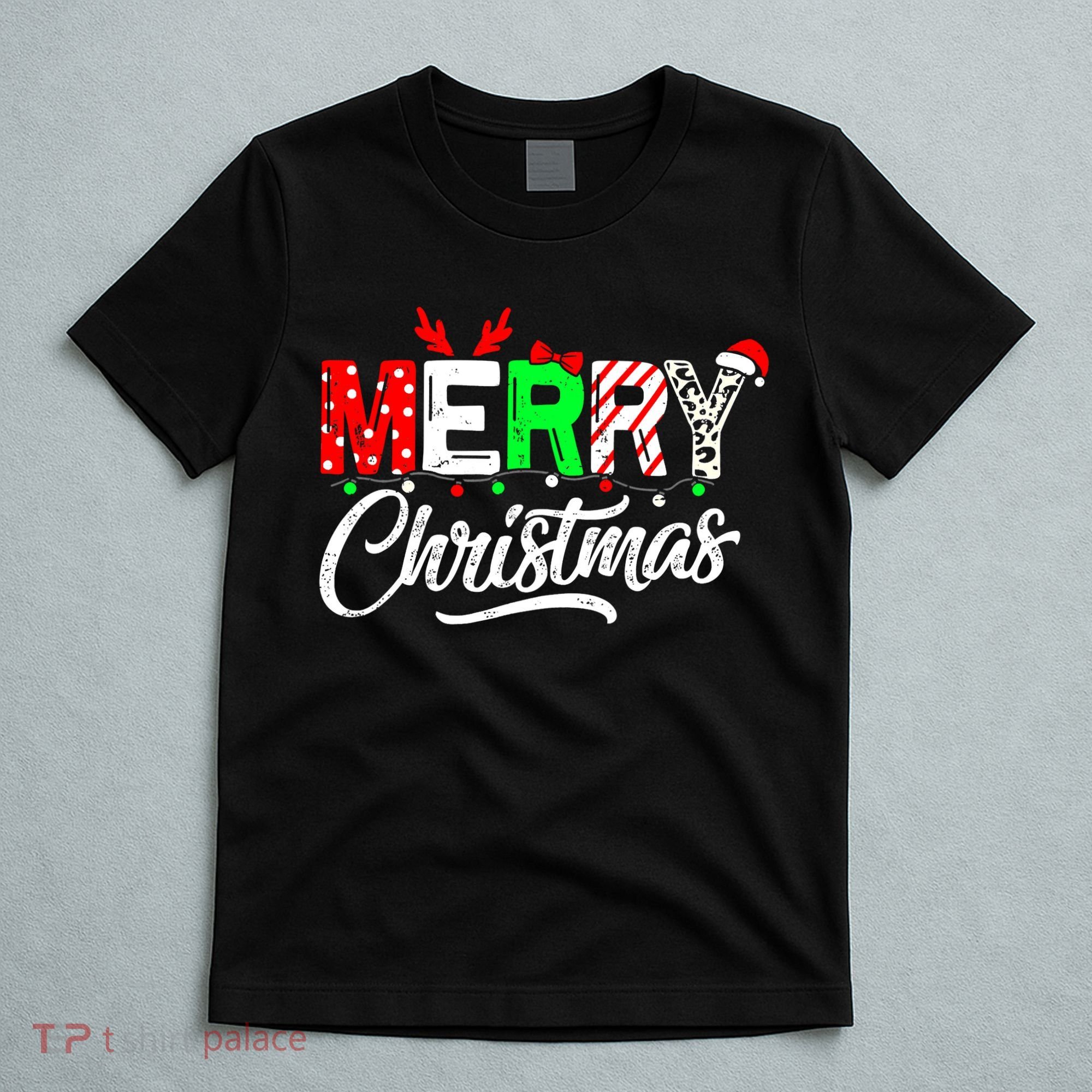 Merry Christmas Tree Buffalo Plaid Red White Green Cute Xmas T-Shirt