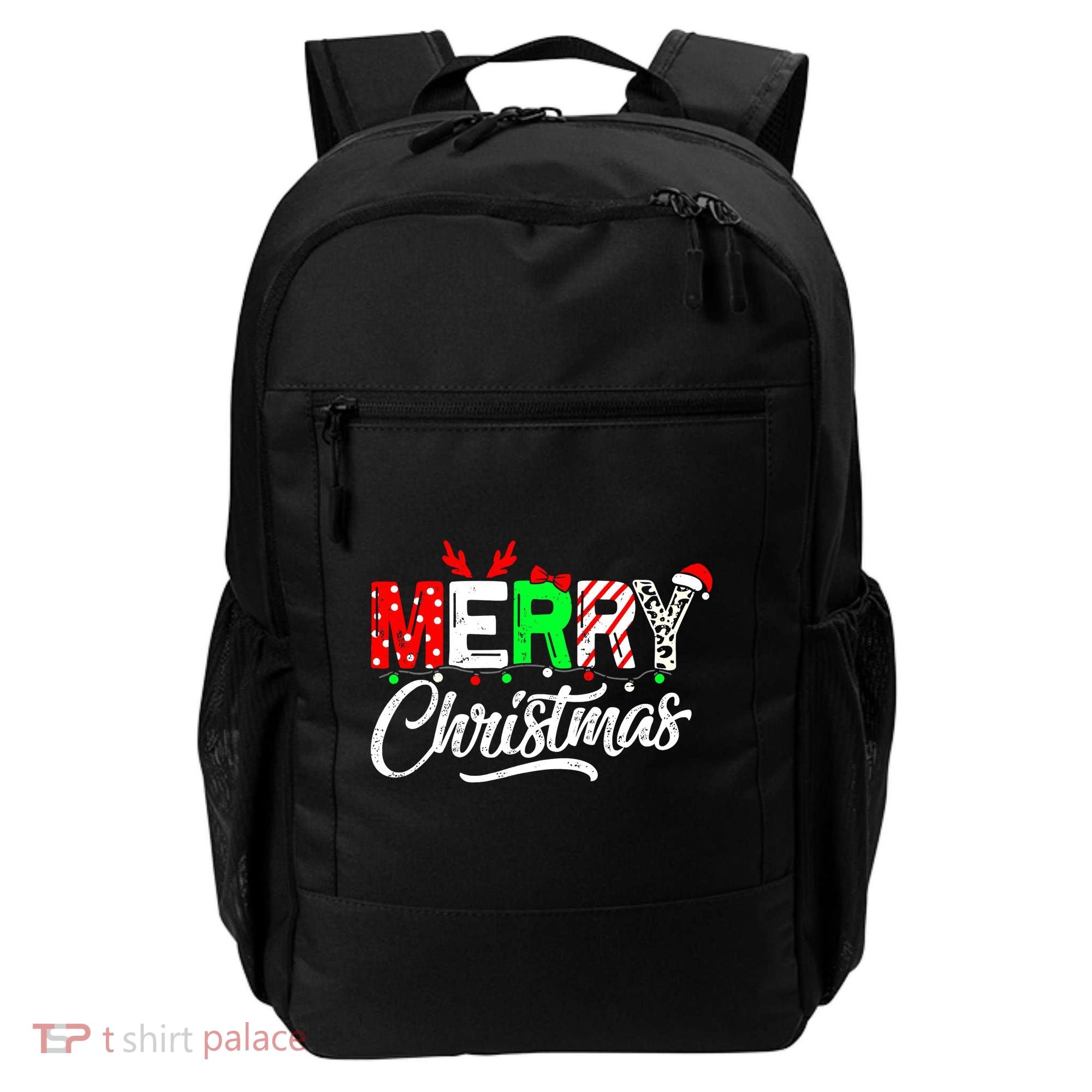 Merry Christmas Tree Buffalo Plaid Red White Green Cute Xmas Backpack