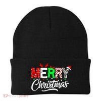 Merry Christmas Tree Buffalo Plaid Red White Green Cute Xmas Beanie thumb 0