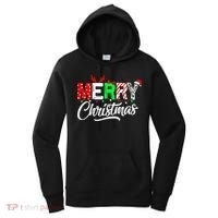 Merry Christmas Tree Buffalo Plaid Red White Green Cute Xmas Women's Hoodie thumb 0