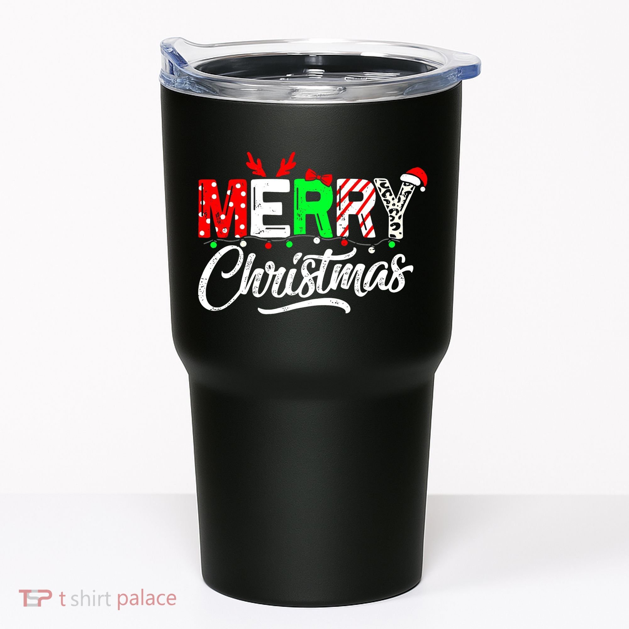 Merry Christmas Tree Buffalo Plaid Red White Green Cute Xmas Tumbler