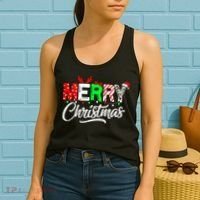 Merry Christmas Tree Buffalo Plaid Red White Green Cute Xmas Women's Tank Top thumb 2