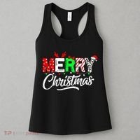 Merry Christmas Tree Buffalo Plaid Red White Green Cute Xmas Women's Tank Top thumb 3