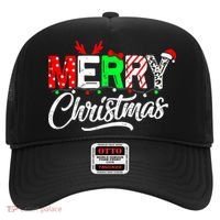Merry Christmas Tree Buffalo Plaid Red White Green Cute Xmas Hat thumb 0