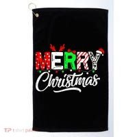 Merry Christmas Tree Buffalo Plaid Red White Green Cute Xmas Golf Towel thumb 0
