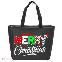 Merry Christmas Tree Buffalo Plaid Red White Green Cute Xmas Tote Bag thumb 0