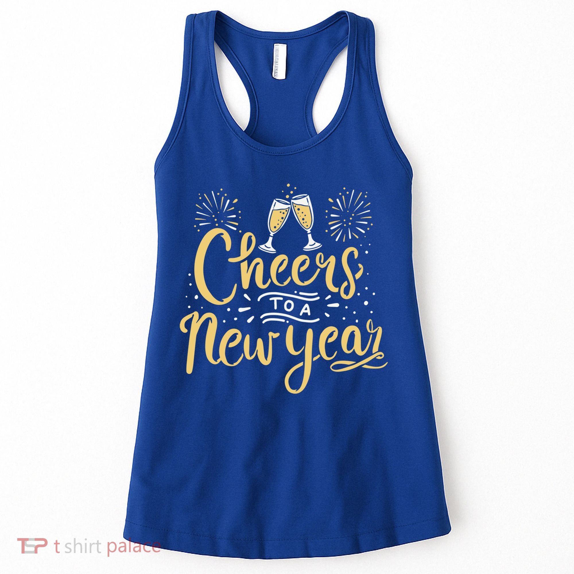 M156 Cheer To A New Year Funny Happy New Year Wine Party Gift Women's Tank Top