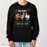 Merry Christmas Three Chickens Lights Funny Women's Sweatshirt thumb 0