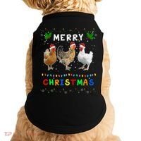 Merry Christmas Three Chickens Lights Funny Doggie Tank thumb 0