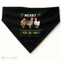 Merry Christmas Three Chickens Lights Funny USA-Made Doggie Bandana thumb 0