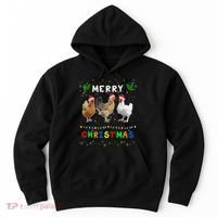 Merry Christmas Three Chickens Lights Funny Hoodie thumb 0