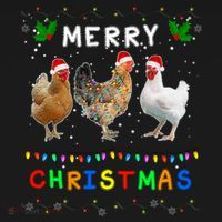 Merry Christmas Three Chickens Lights Funny Apron thumb 3
