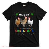 Merry Christmas Three Chickens Lights Funny T-Shirt thumb 0