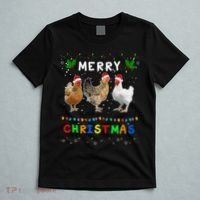 Merry Christmas Three Chickens Lights Funny T-Shirt thumb 5