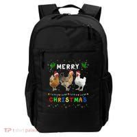 Merry Christmas Three Chickens Lights Funny Backpack thumb 0