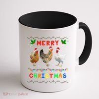 Merry Christmas Three Chickens Lights Funny Coffee Mug thumb 1