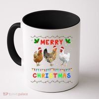 Merry Christmas Three Chickens Lights Funny Coffee Mug thumb 0