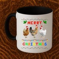 Merry Christmas Three Chickens Lights Funny Coffee Mug thumb 2