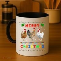 Merry Christmas Three Chickens Lights Funny Coffee Mug thumb 4
