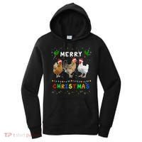 Merry Christmas Three Chickens Lights Funny Women's Hoodie thumb 0
