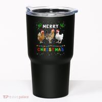 Merry Christmas Three Chickens Lights Funny Tumbler thumb 0