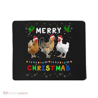 Merry Christmas Three Chickens Lights Funny Mousepad