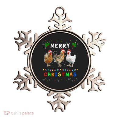 Merry Christmas Three Chickens Lights Funny Ornament