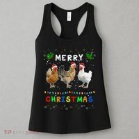 Merry Christmas Three Chickens Lights Funny Women's Tank Top thumb 3