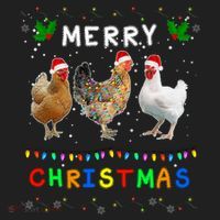 Merry Christmas Three Chickens Lights Funny Hat thumb 2