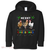 Merry Christmas Three Chickens Lights Funny Toddler Hoodie thumb 0