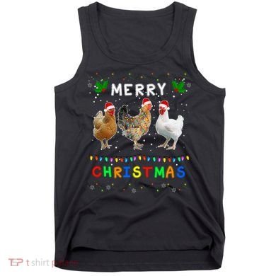 Merry Christmas Three Chickens Lights Funny Tank Top