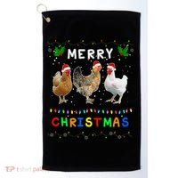 Merry Christmas Three Chickens Lights Funny Golf Towel thumb 0