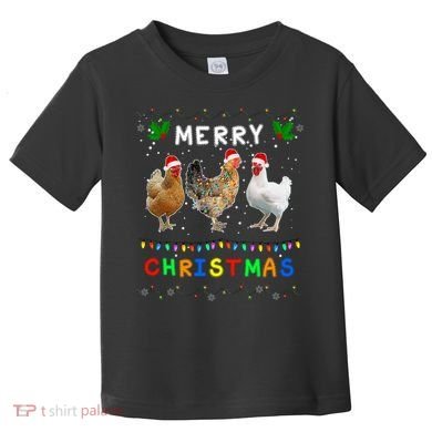 Merry Christmas Three Chickens Lights Funny Toddler T-Shirt
