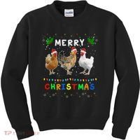 Merry Christmas Three Chickens Lights Funny Kids Sweatshirt thumb 0