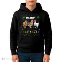 Merry Christmas Three Chickens Lights Funny Kids Hoodie thumb 4