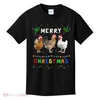 Merry Christmas Three Chickens Lights Funny Kids T-Shirt thumb 0