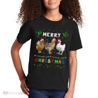 Merry Christmas Three Chickens Lights Funny Kids T-Shirt thumb 2