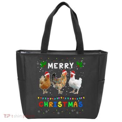 Merry Christmas Three Chickens Lights Funny Tote Bag