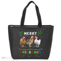Merry Christmas Three Chickens Lights Funny Tote Bag thumb 0