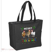 Merry Christmas Three Chickens Lights Funny Tote Bag thumb 2