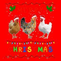 Merry Christmas Three Chickens Lights Funny Santa Hat thumb 1