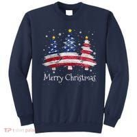 Merry Christmas Tree American Flag Family Christmas Pajama Sweatshirt thumb 0