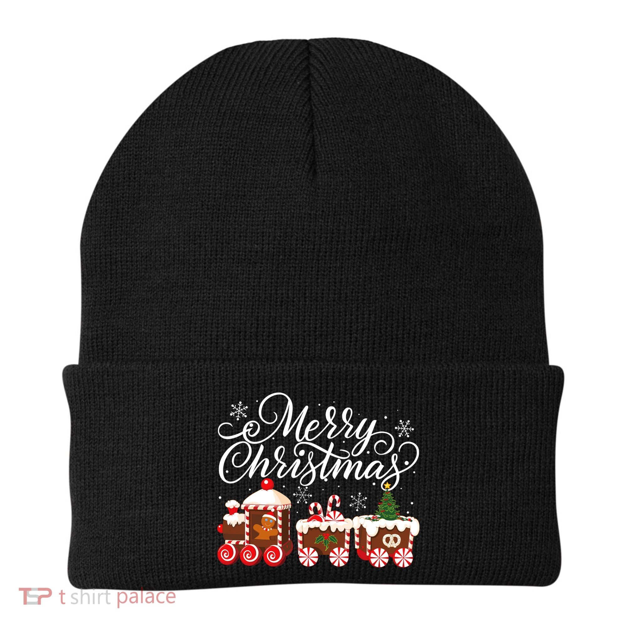 Merry Christmas Train Santa Claus Gingerbread House Pajamas Beanie