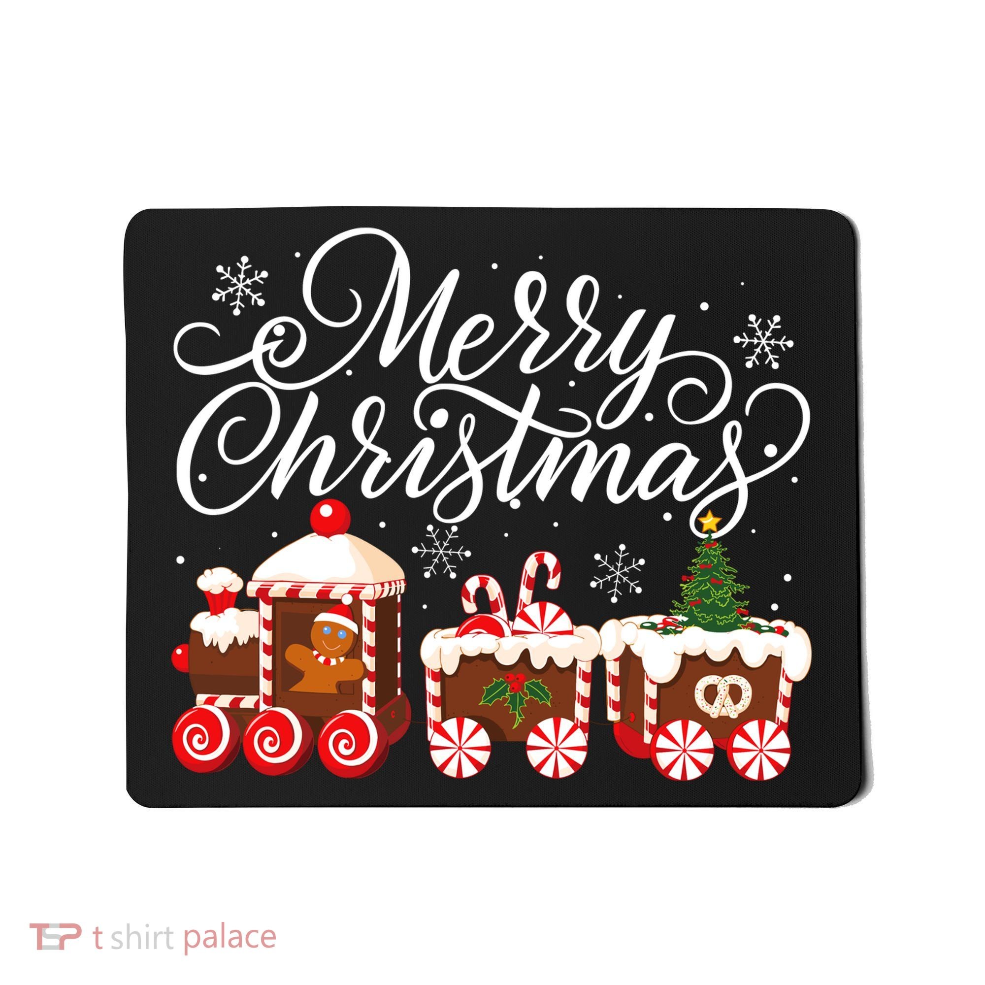 Merry Christmas Train Santa Claus Gingerbread House Pajamas Mousepad